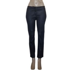 BRUNELLO CUCINELLI |  Black 100% Leather Cropped Trousers Italian Luxury ~ US 6